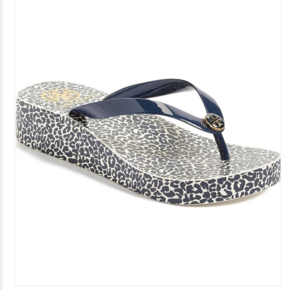 Tory Burch Clouded Leopard Wedge Flip Flop